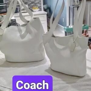 NEW, PURE WHITE 1998 VINTAGE COACH LEXINGTON SHOPPER HOBO BAGS @lorac2015